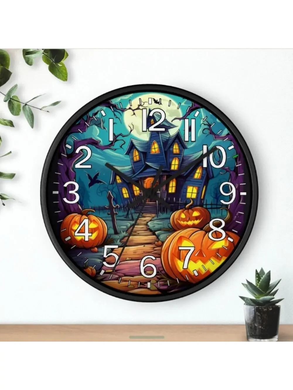 REVERSE TICKING CLOCK  Halloween Glow In The Dark Wall Clock New!